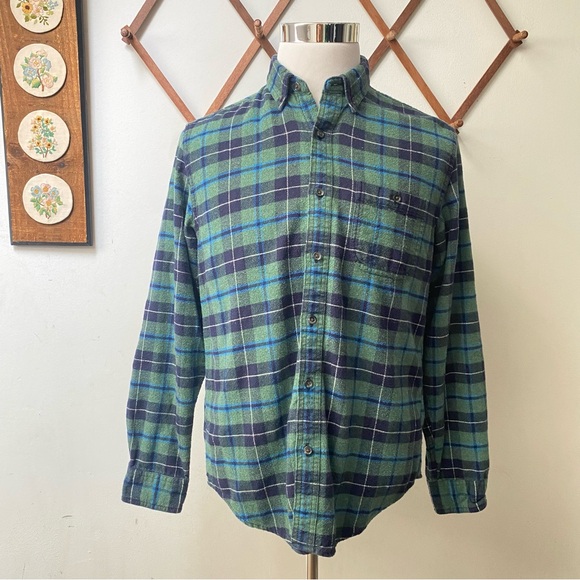 J Crew Wool Flannel Plaid Suede Elbow Patch Oxford Button Up Shirt - Picture 1 of 15